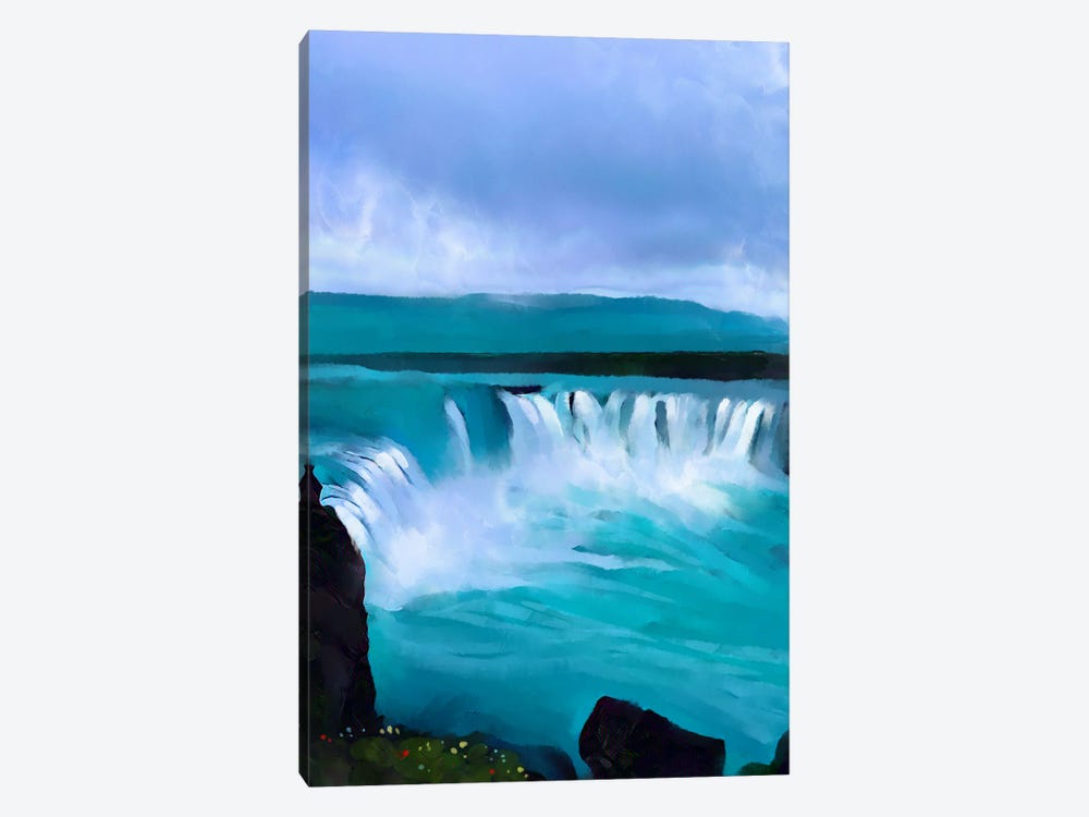 Icelandic Waterfall by Thomas Little 1-piece Canvas Print