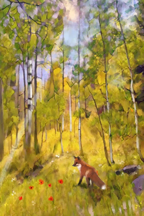 Little Fox In Aspen Forest by Thomas Little wall art