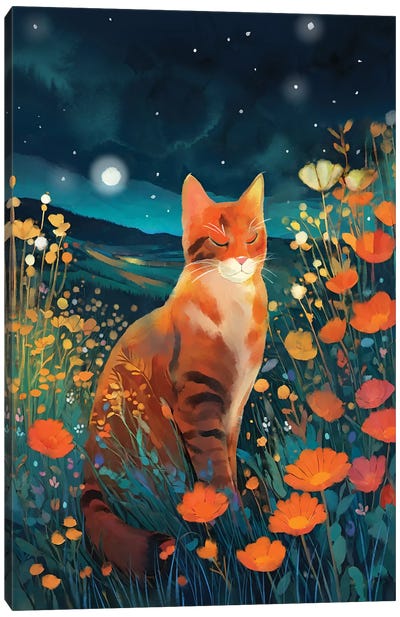 Peace Of Mind Canvas Art Print - Orange Cat Art
