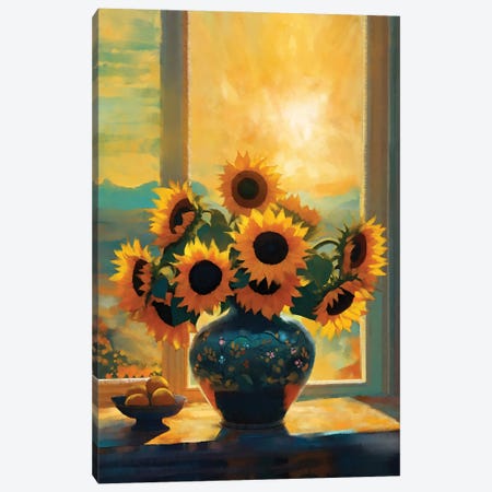 Sunflowers In The Window Canvas Print #TLT310} by Thomas Little Canvas Print