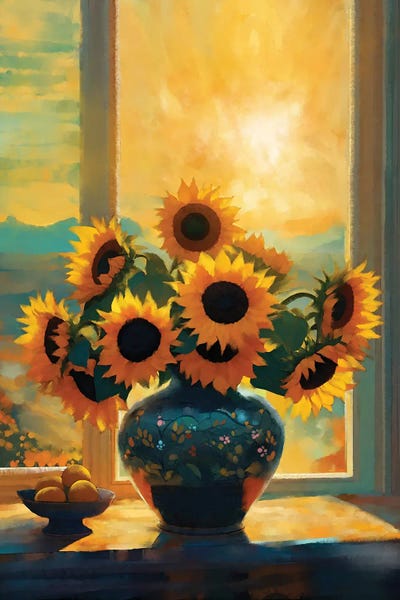 Mountain Sunrises & Sunsets: Sunflowers In The Window by Thomas Little