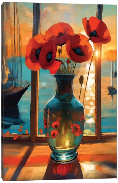 Seaside Canvas Art Print - Poppy Art