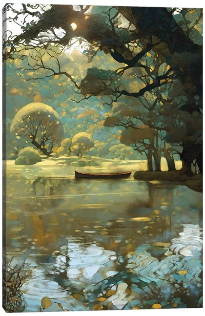 Sunrise Forest Canvas Art Print - River, Creek & Stream Art