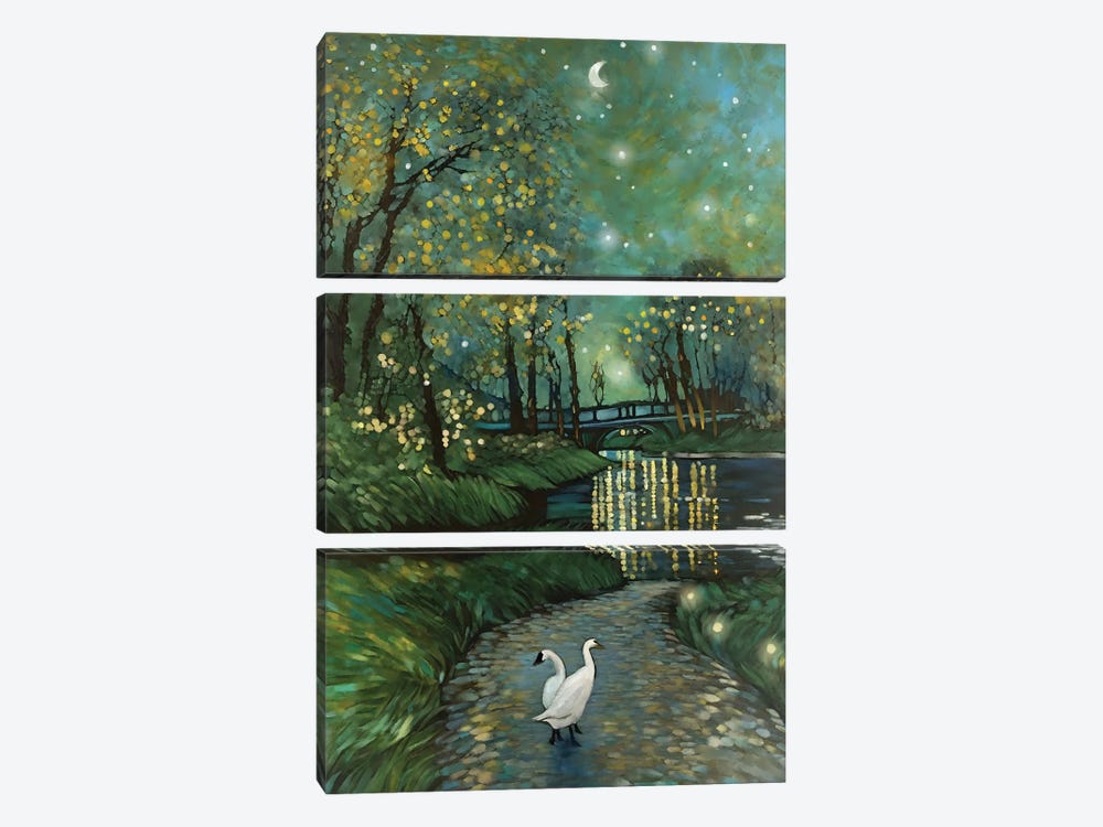 Night Reflections by Thomas Little 3-piece Canvas Wall Art