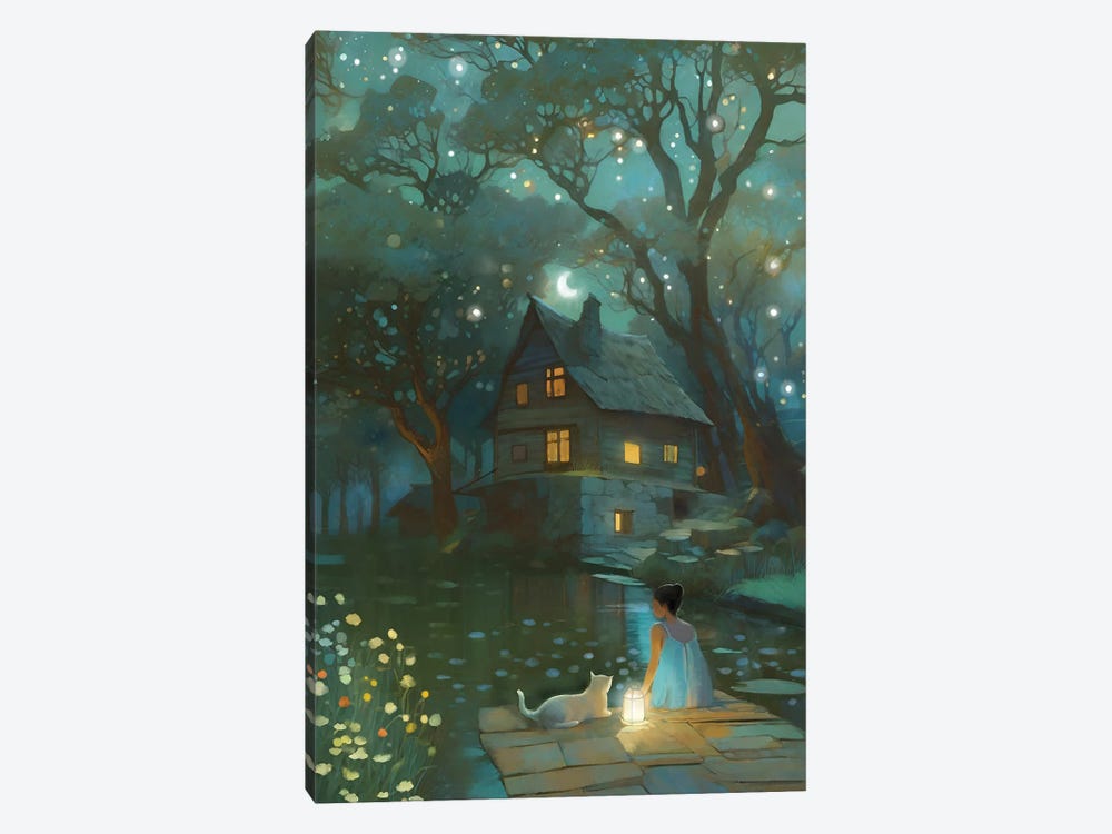 Clair And The Cat by Thomas Little 1-piece Canvas Print
