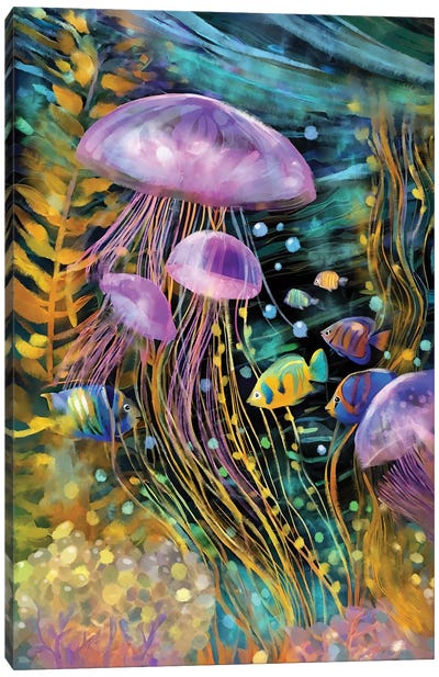 Tropical Emotion Canvas Art Print - Coral Art