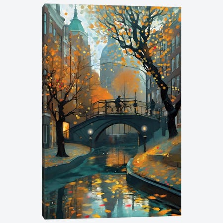 Autumn In Amsterdam Canvas Print #TLT346} by Thomas Little Canvas Art Print