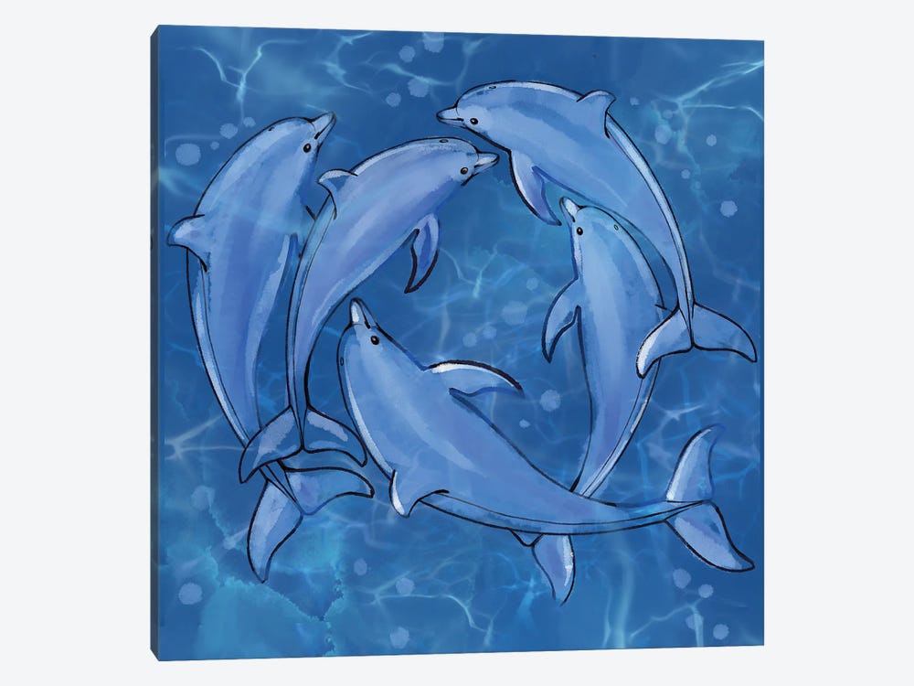 Dolphins at Play by Thomas Little 1-piece Canvas Wall Art