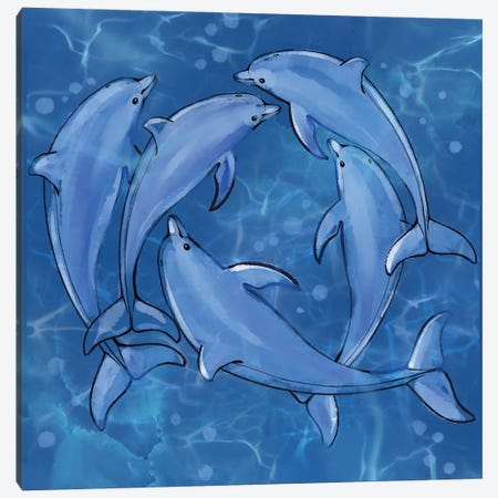Dolphins at Play Canvas Print #TLT34} by Thomas Little Canvas Print