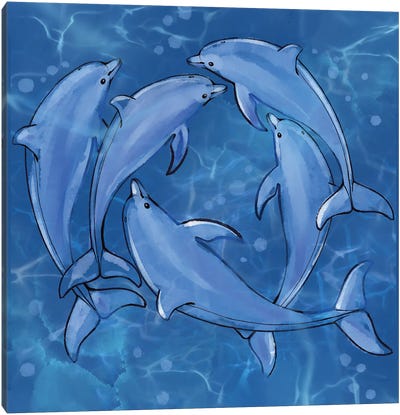 Dolphins at Play Canvas Art Print - Dolphin Art