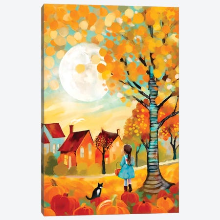 Visit To The Pumpkin Patch Canvas Print #TLT354} by Thomas Little Canvas Wall Art
