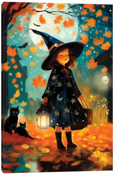 Halloween Magic Canvas Art Print - Witch Art