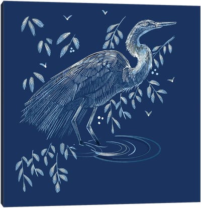 Egret Study Canvas Art Print - Egret Art