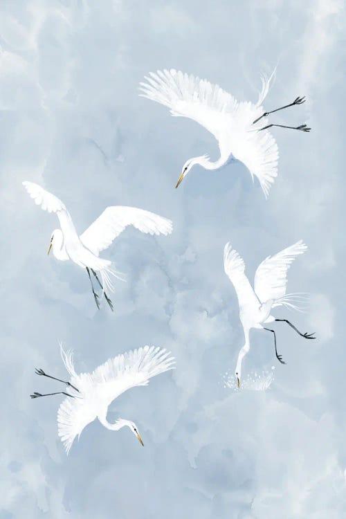 Egrets in Flight