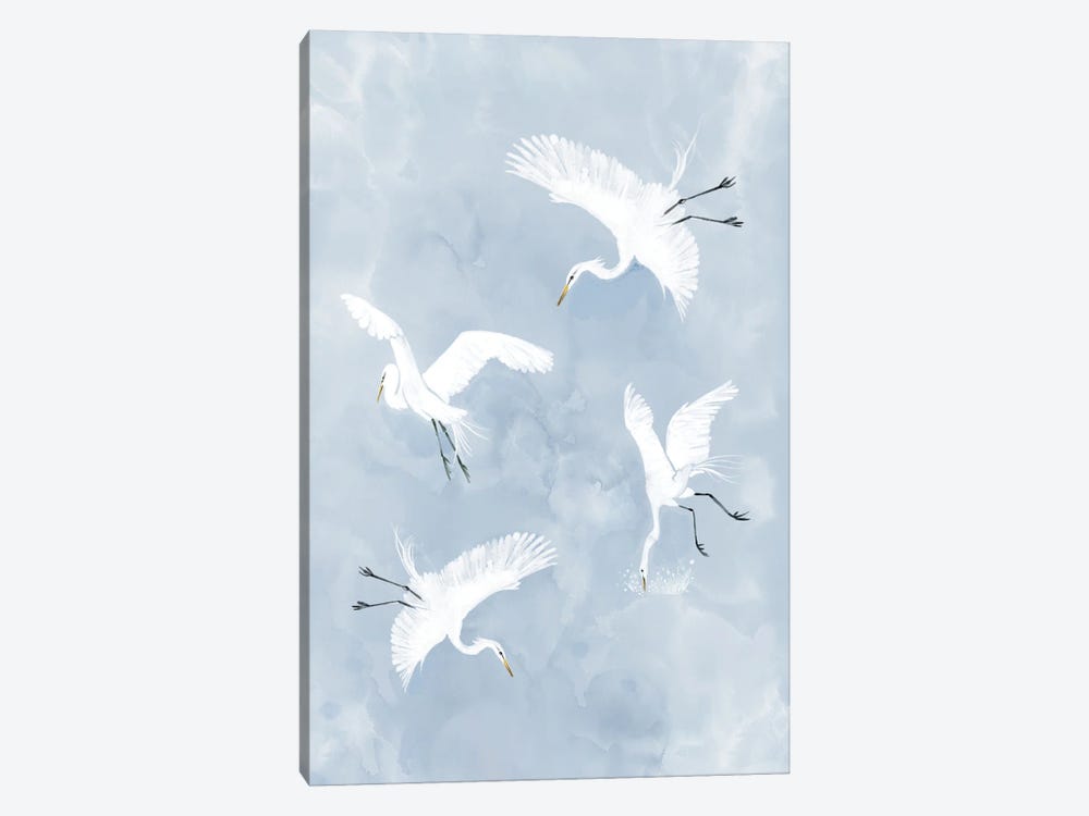 Egrets in Flight by Thomas Little 1-piece Canvas Print