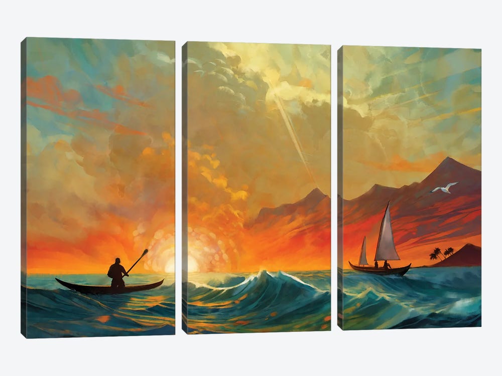 Ocean Sunrise by Thomas Little 3-piece Canvas Print