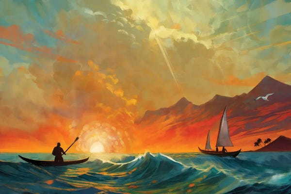 Large Art for Bedroom - Canvas Prints: Ocean Sunrise by Thomas Little