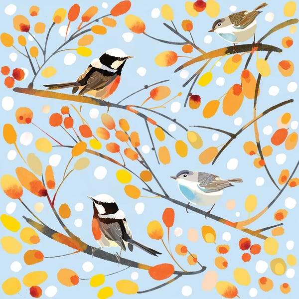 Thomas Little: Fall Birdies Blue by Thomas Little