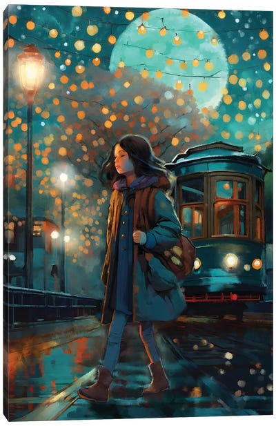 San Francisco Nights Canvas Art Print - Train Art