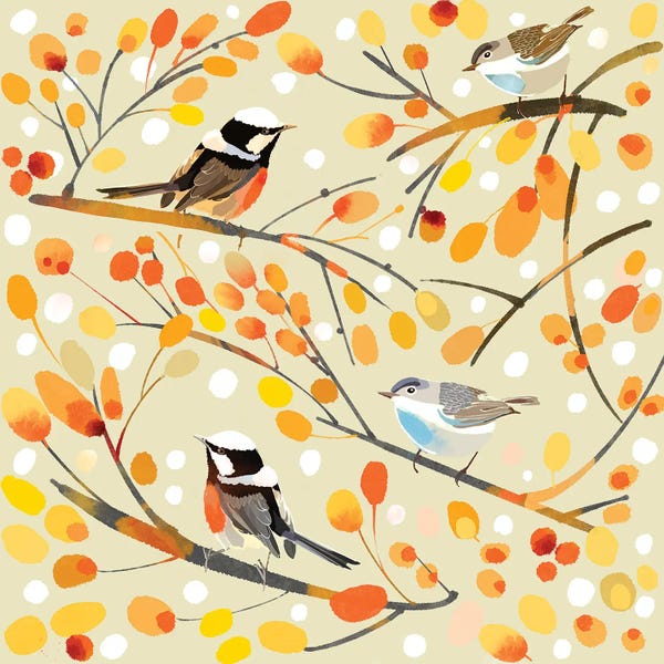 Thomas Little: Fall Birdies Yellow by Thomas Little