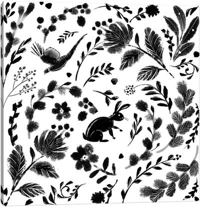 Alpine Hare Canvas Art Print - Black & White Patterns