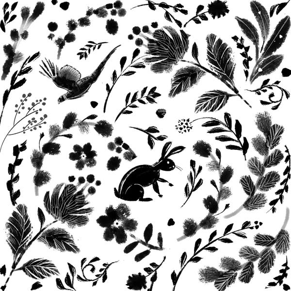 Black & White Patterns: Alpine Hare by Thomas Little