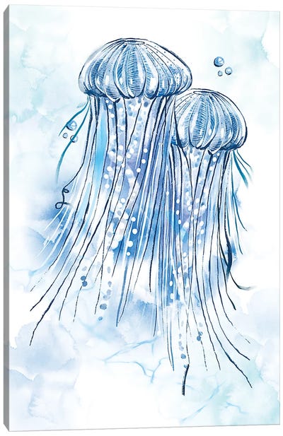 Fluid Jellies Canvas Art Print - Jellyfish Art