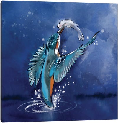 Kingfisher Rising Canvas Art Print - Kingfisher Art