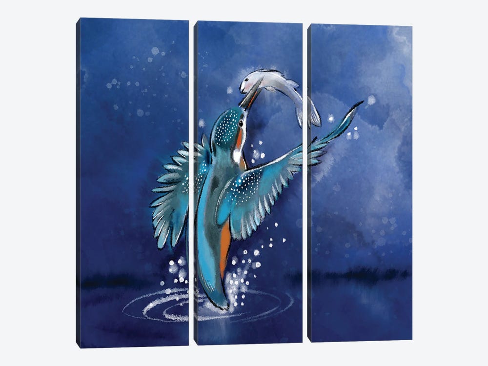 Kingfisher Rising by Thomas Little 3-piece Canvas Print