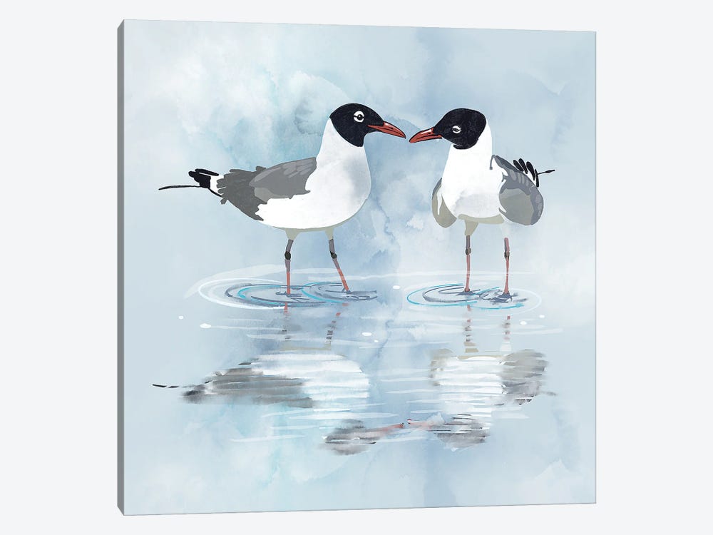 Kissing Laughing Gulls by Thomas Little 1-piece Canvas Wall Art