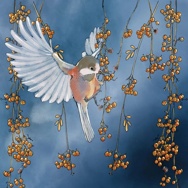 Thomas Little: Bird in the Berries Light by Thomas Little