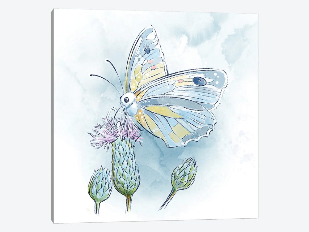 Lightly Lands the Butterfly by Thomas Little 1-piece Canvas Artwork