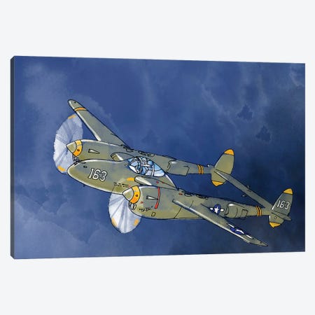 P-38 Lightning Canvas Print #TLT80} by Thomas Little Canvas Art Print