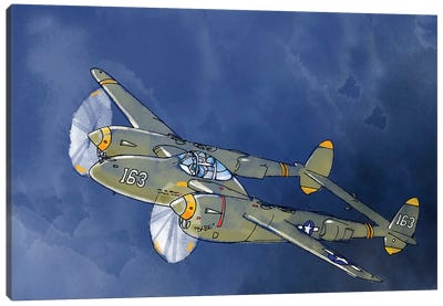 P-38 Lightning Canvas Art Print - Thomas Little