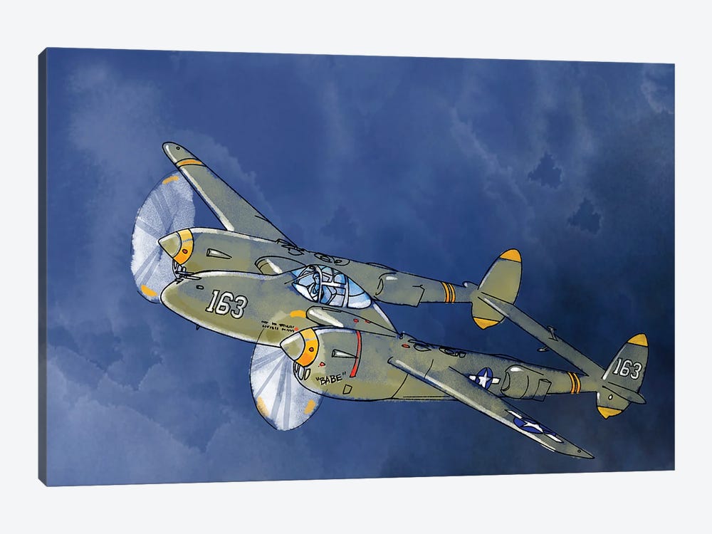 P-38 Lightning by Thomas Little 1-piece Canvas Print