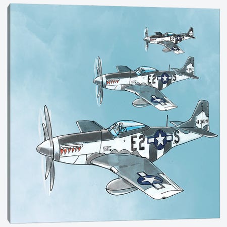 P-51 Mustang Canvas Print #TLT81} by Thomas Little Art Print