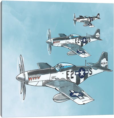 P-51 Mustang Canvas Art Print - Thomas Little