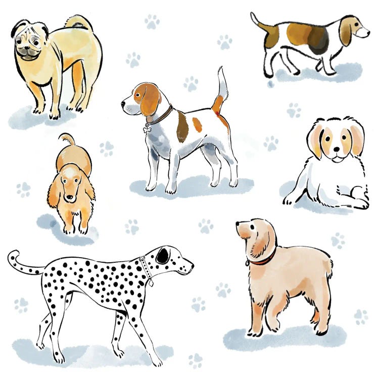 Puppy Parade by Thomas Little wall art