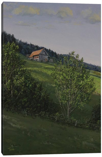 Farm On A Hillside Canvas Art Print - Tom Clay