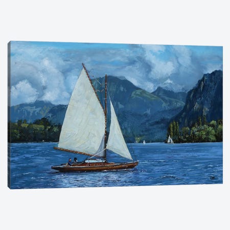 Gaff-Rigged Boat On Lake Luzern Canvas Print #TLY25} by Tom Clay Canvas Print