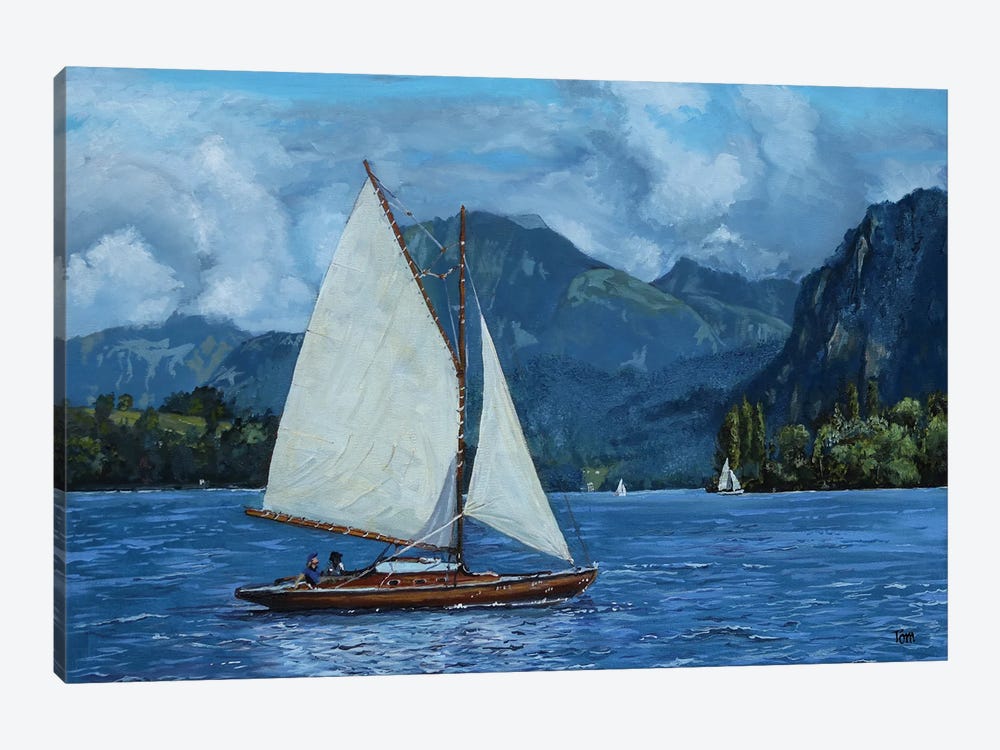 Gaff-Rigged Boat On Lake Luzern by Tom Clay 1-piece Canvas Print