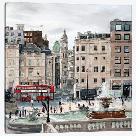 The Fountain At Trafalgar Square Canvas Print #TLY27} by Tom Clay Art Print