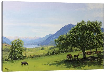 The View Towards Mount Rigi From Near Küssnacht Canvas Art Print - Switzerland Art