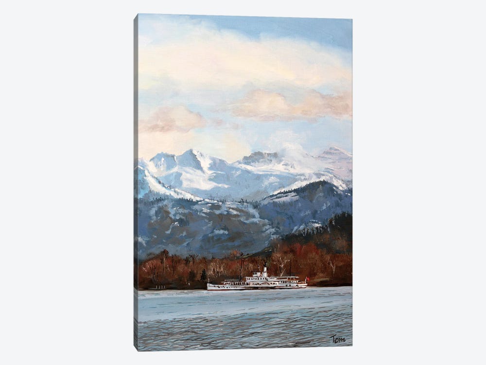 Steamer At Rest On Lake Lucerne by Tom Clay 1-piece Canvas Art