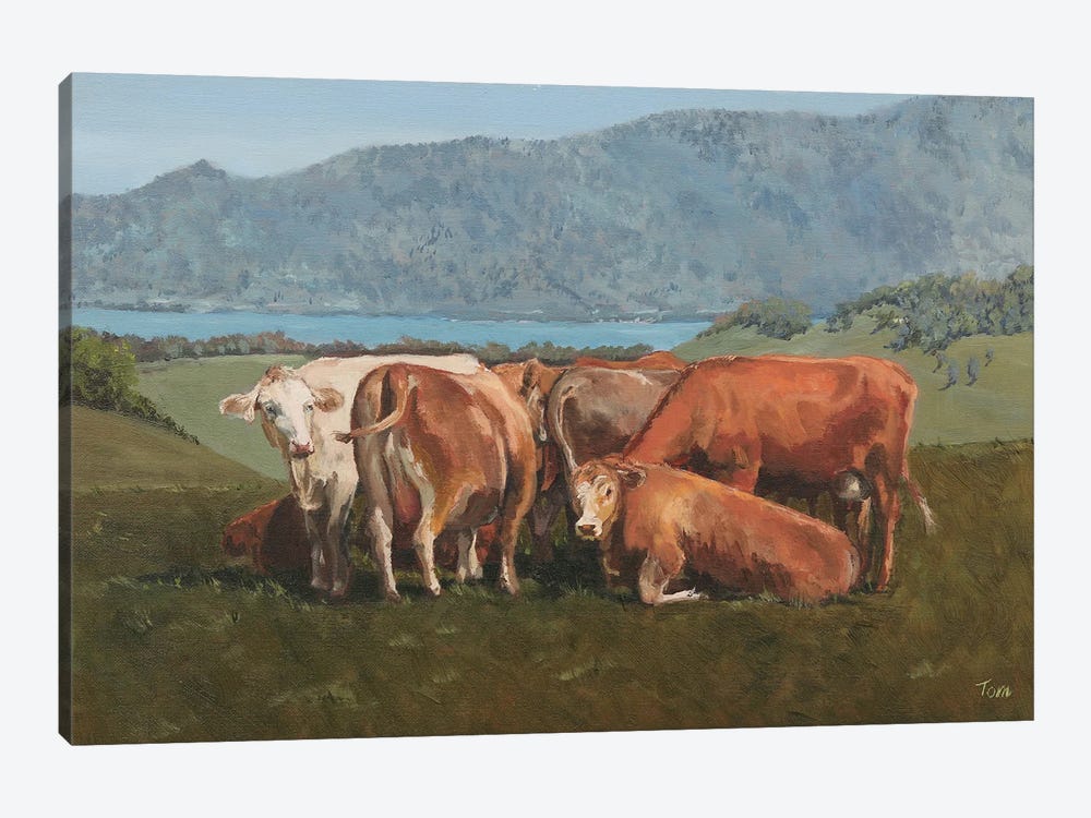 Cows Above Zugersee by Tom Clay 1-piece Canvas Art Print