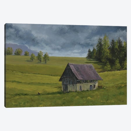 Barn In Fields Canvas Print #TLY35} by Tom Clay Canvas Wall Art