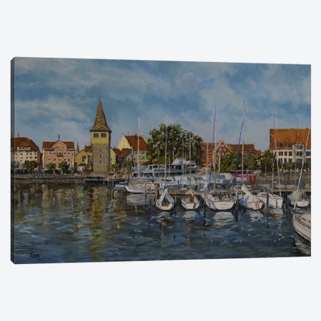 Lindau Harbour Canvas Print #TLY37} by Tom Clay Canvas Art