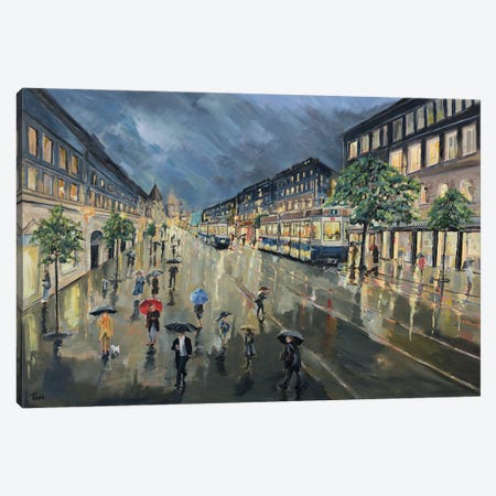Bahnhofstrasse, Zurich Canvas Print #TLY41} by Tom Clay Canvas Wall Art