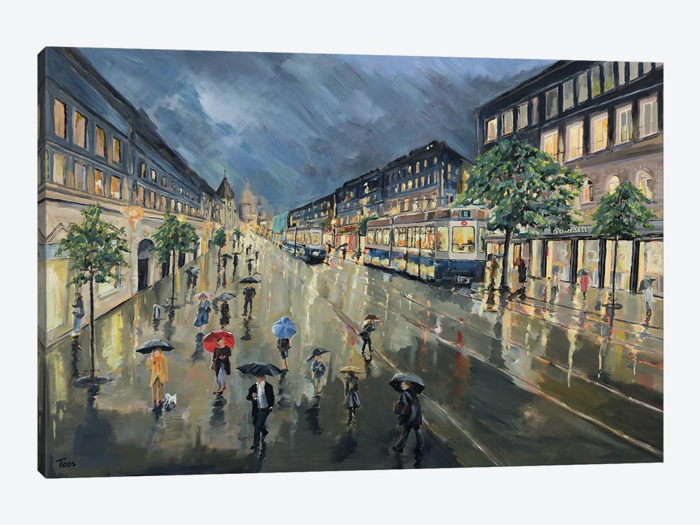 Bahnhofstrasse, Zurich by Tom Clay 1-piece Canvas Art Print