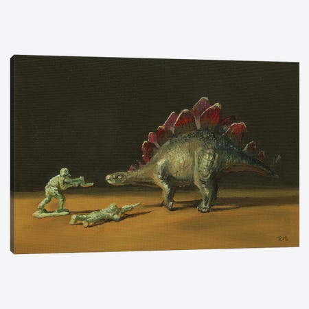 Attack Of The Stegosaurus Canvas Print #TLY5} by Tom Clay Canvas Artwork